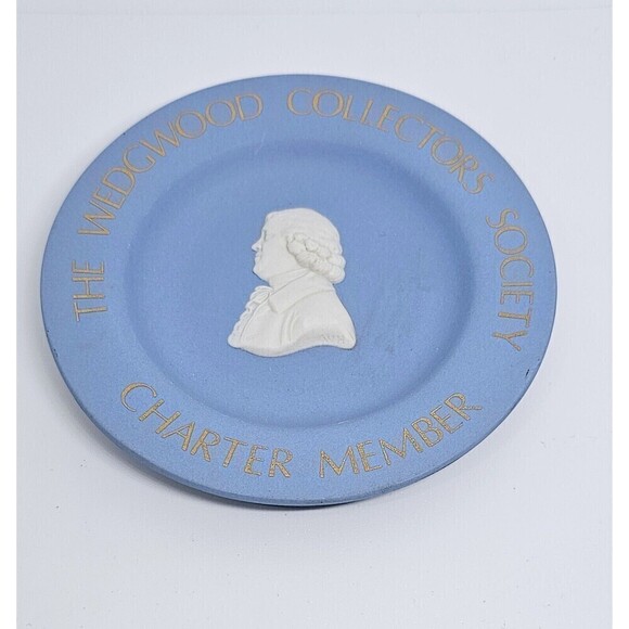 WEDGWOOD Vintage Blue Jasperware 4.375" Josiah Commemorating Plate Limited... - Picture 1 of 3